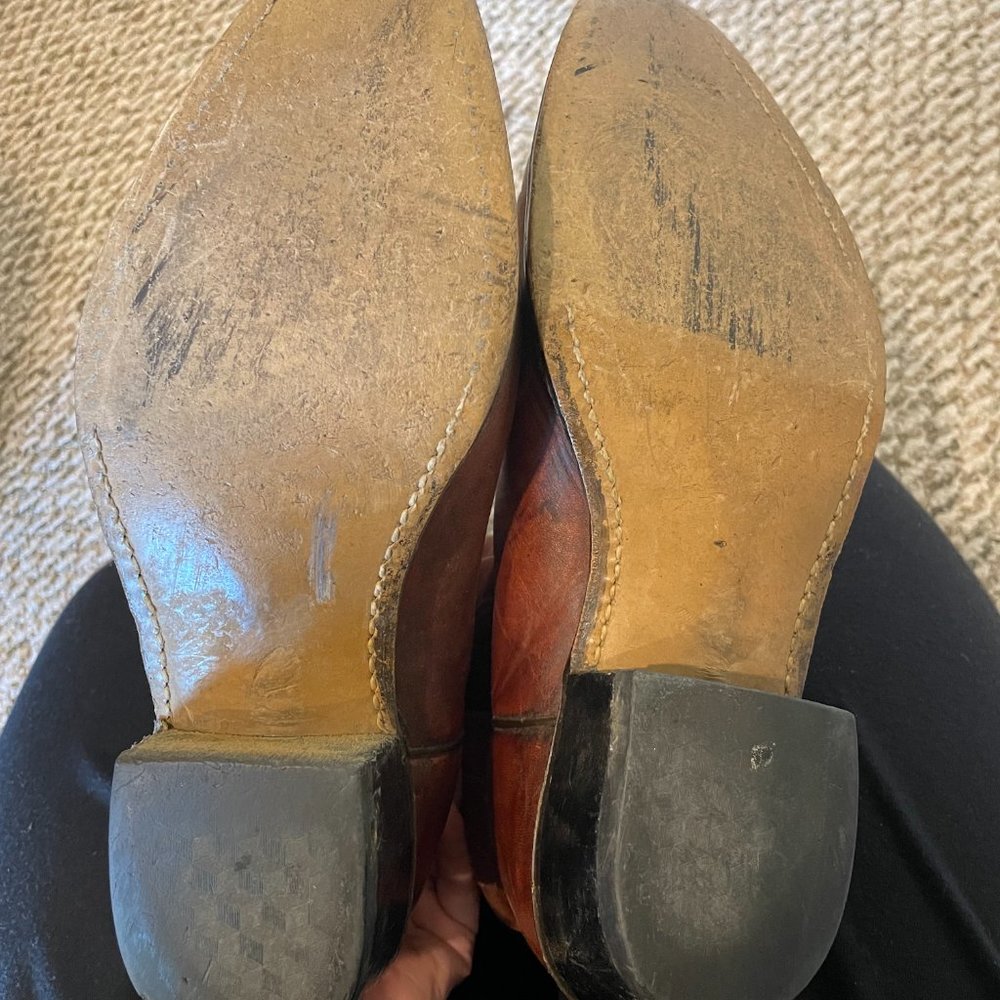 Vintage Acme Cowboy Boots Red Brown Cowgirl Western Point 8.5 Oxblood Leather - Picture 7 of 7